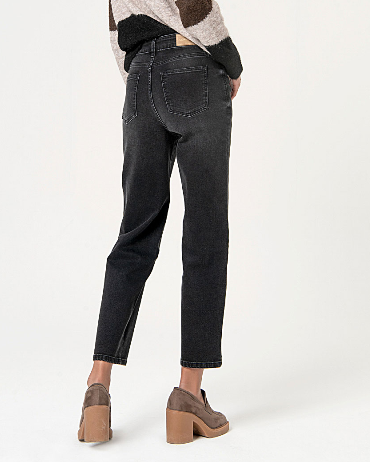 Tejano elástico cropped liso Negro - Imagen 4