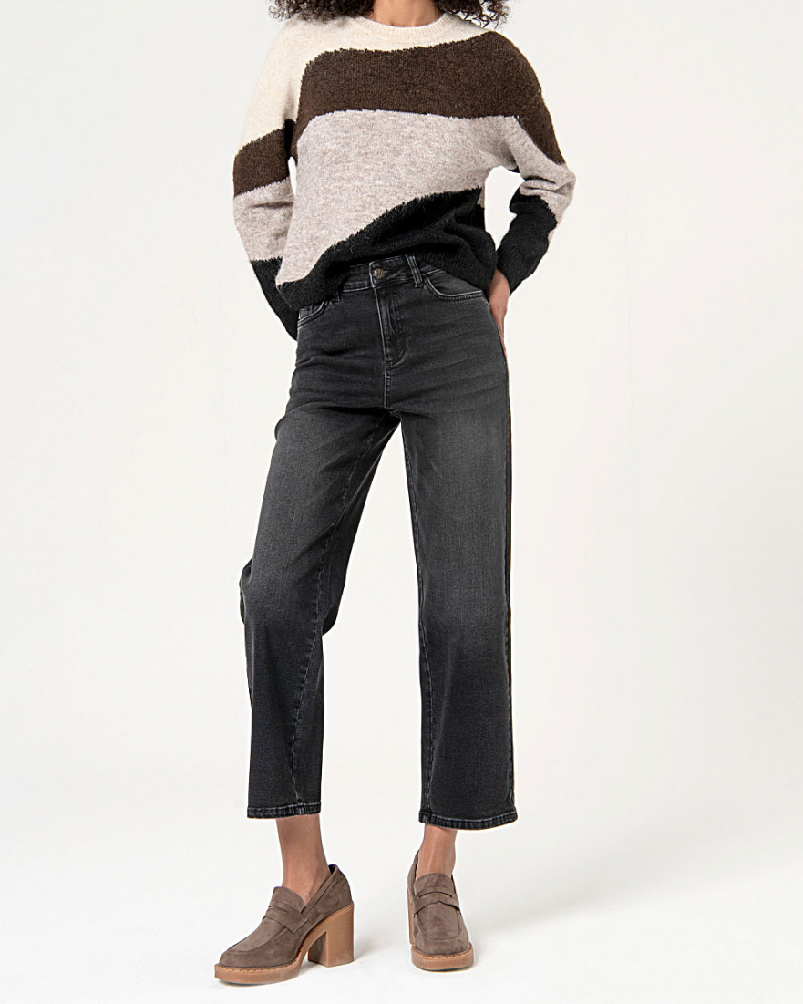 Tejano elástico cropped liso Negro - Imagen 3