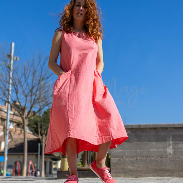 25VSL12 VESTIDO BOLSILLOS FRUNCIDOS