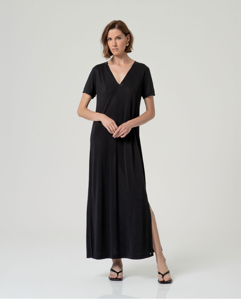 Vestido maxi liso tejido ligero SURKANA - Imagen 7