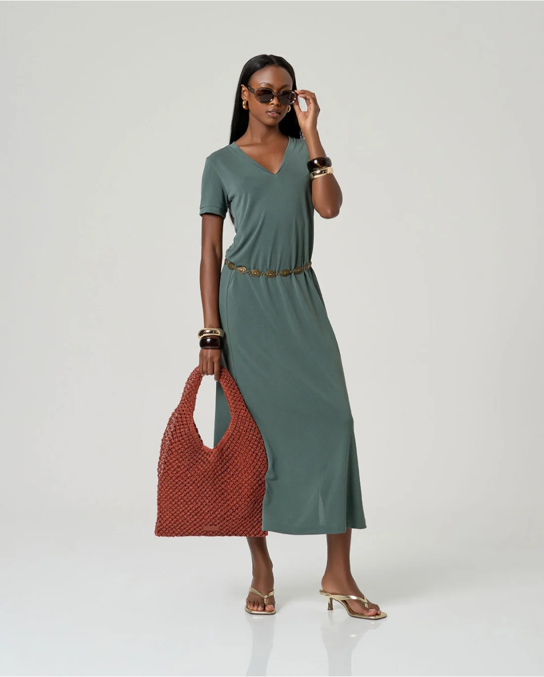 Vestido maxi liso tejido ligero SURKANA - Imagen 3