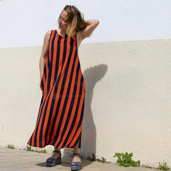 Vestido-midi-con-bolsillos-lazo-espalda LUNENDER_C5075_05