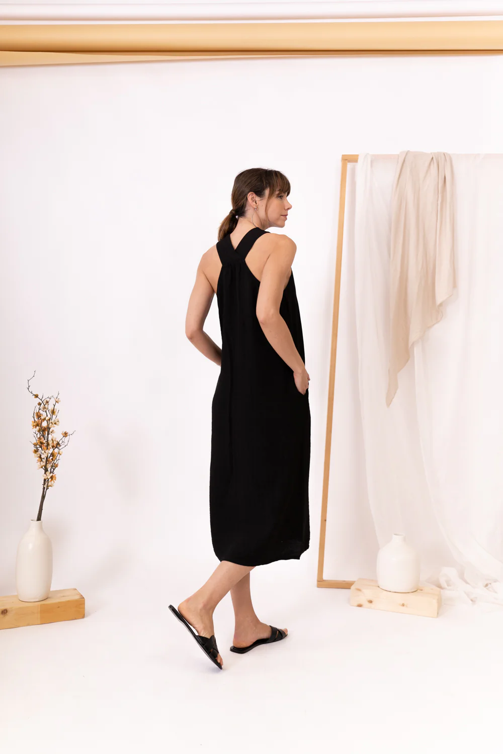 Vestido-midi-ripple-poems-PS1422-negro