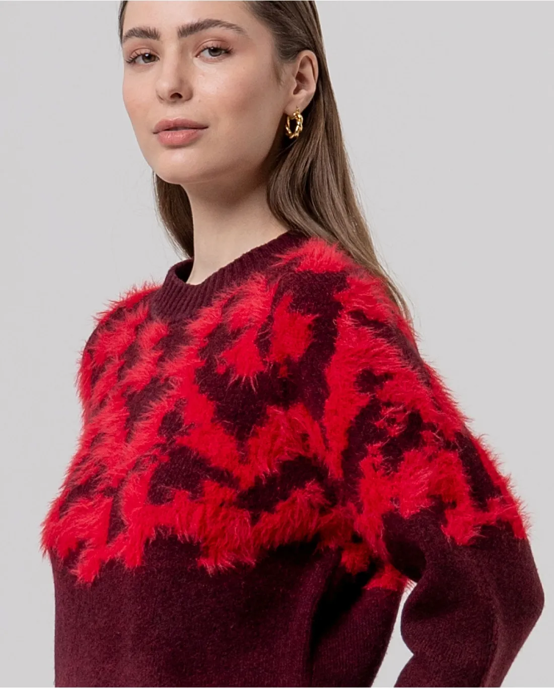 Jersey-cuello-redondo-jacquard-granate-SURKANA-566SAFE231